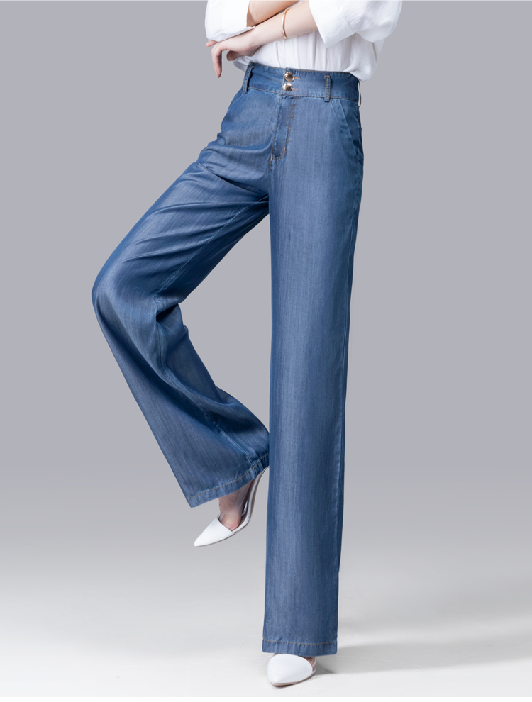 丝柏舍2020春装女薄款直筒高腰宽松阔腿长牛仔裤s91b0788k