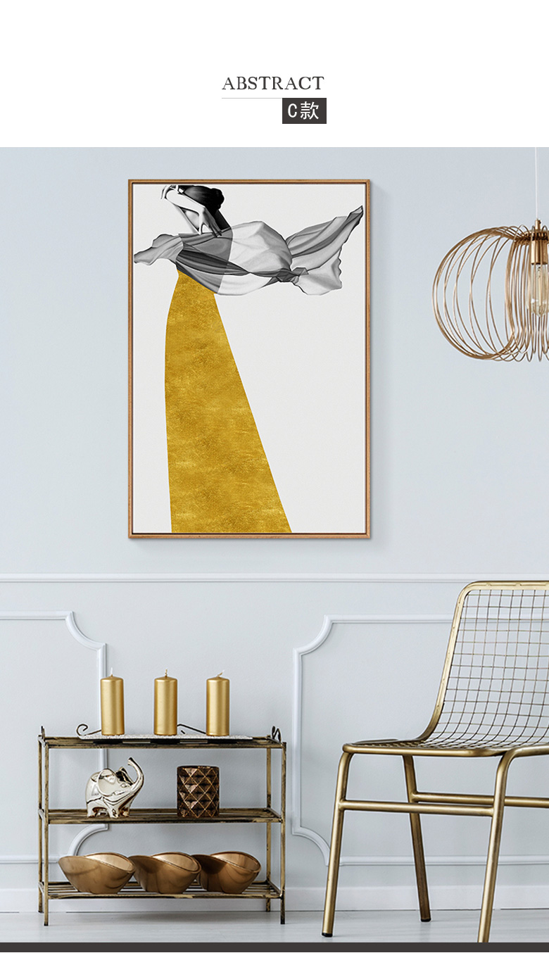 玄关装饰画现代抽象艺术过道挂画服装店人物北欧轻奢客厅壁画墙画e款