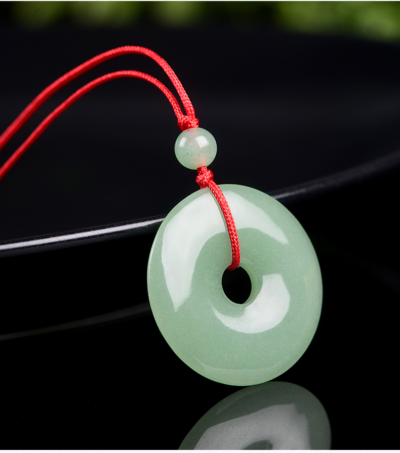 istone石头记财源滚滚绿东陵玉吊坠平安扣玉坠男女项链挂坠