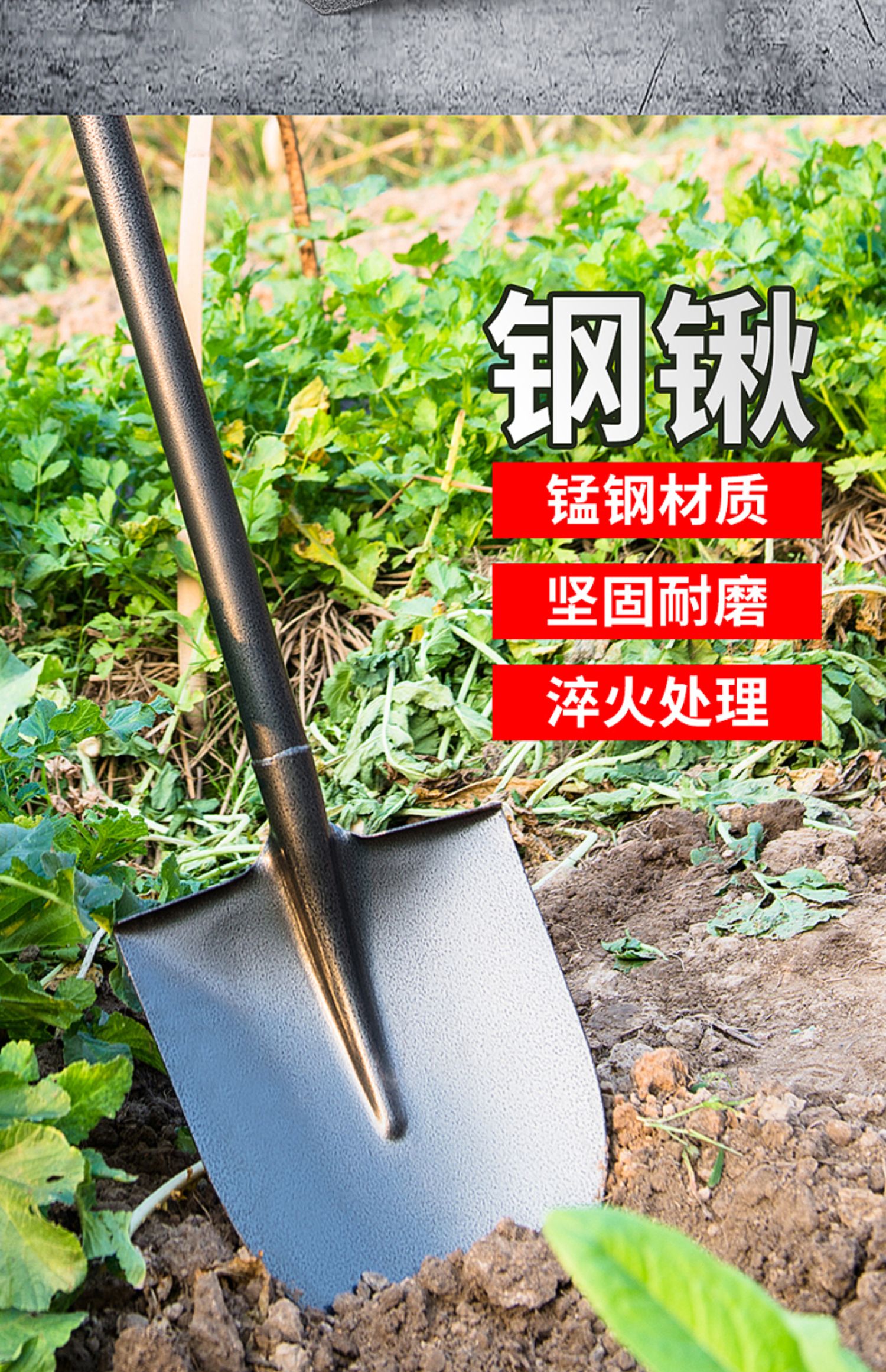 鐵鍬農用錳鋼鏟子園林藝挖溝鋼鍬鐵鏟工具戶外家用挖土鋼鍬大鐵鍬三維