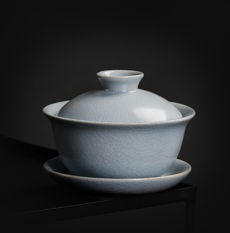 凯斯唯嘉汝窑陶瓷复古代泡茶杯三才功夫茶盖碗大号汝瓷茶碗茶道茶具