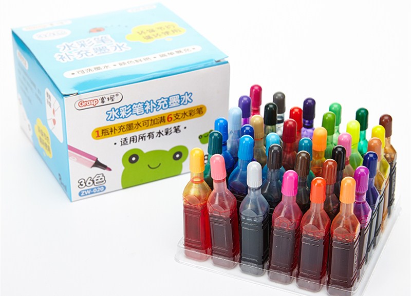 水彩笔水补充液可洗安全墨水36色18色12色24色墨囊儿童喷喷笔填充彩色