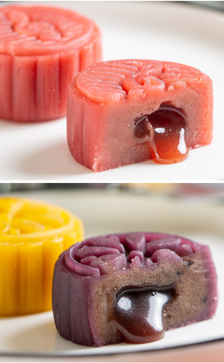 满99减50日式爆浆饼桃山皮流心月饼20枚混合口味整箱散装糕点送礼多