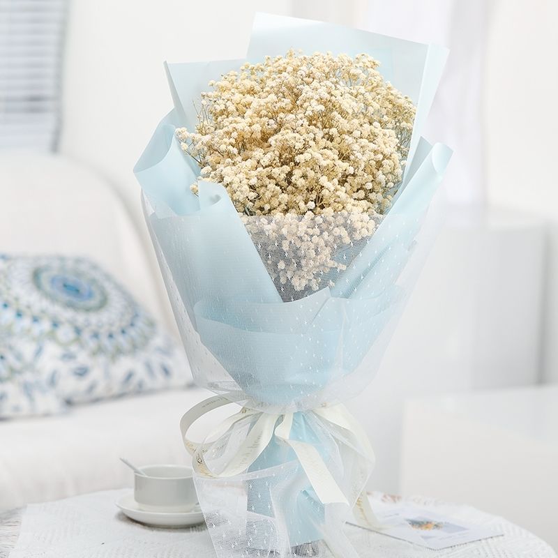 蓝色满天星小款普通包装满天星干花花束成品教师节礼物生日礼物送闺密