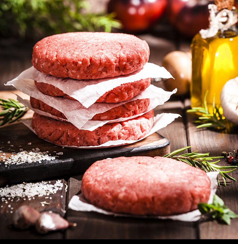 10片汉堡牛肉饼早餐纯牛肉制作口感丰富厚实爽口进口汉堡牛肉饼冷冻