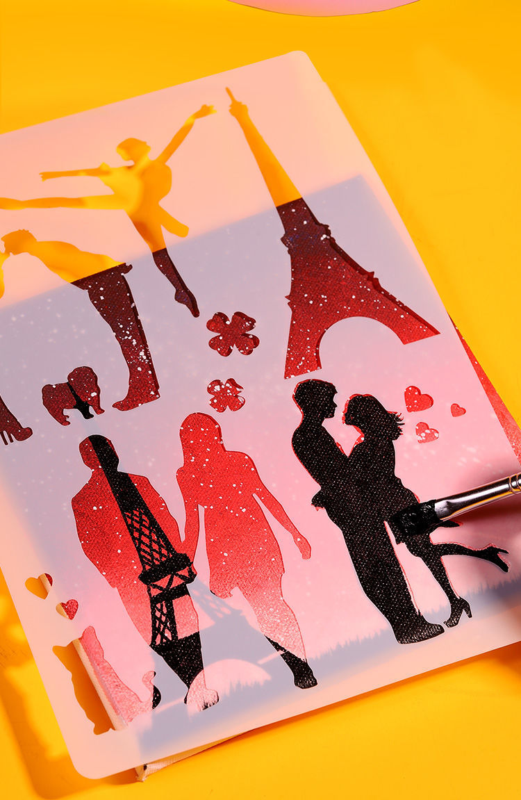 镂空模板绘画人物