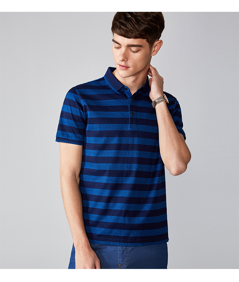 九牧王男装短袖翻领t恤男春夏商务休闲中年修身翻领polo衫男