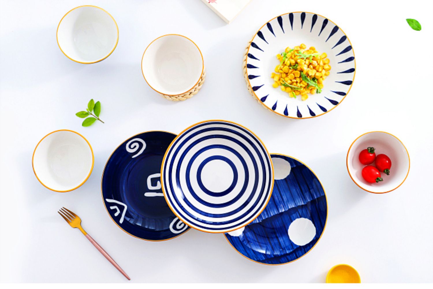 好养道深菜盘4个装创意网红盘子日式ins风盘子菜盘家用创意陶瓷餐具