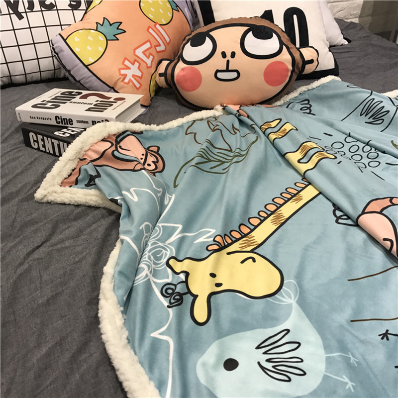 【特惠购】秋冬双层加厚卡通儿童毯宝宝毛毯婴儿盖毯单人膝盖毯午休毯