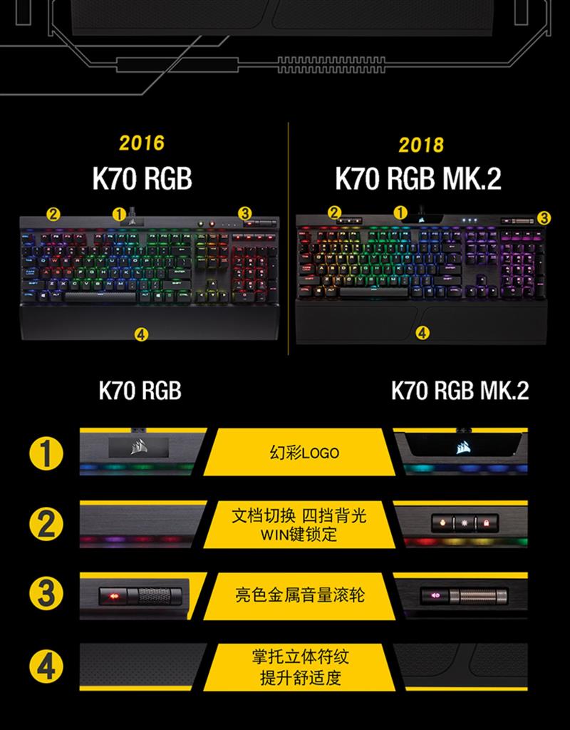 美商海盗船k70mk2银轴青轴cherry樱桃海盗船机械键盘电脑游戏专用