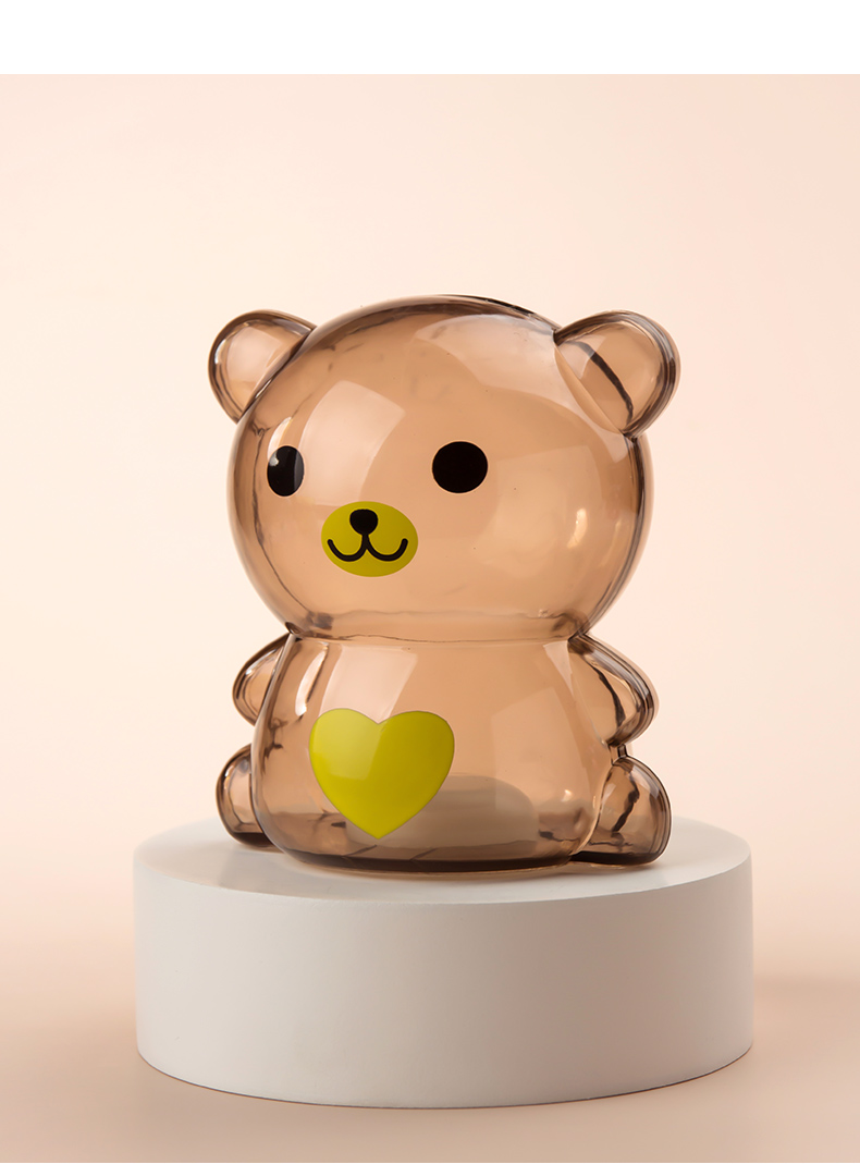 三维工匠创意礼品 卡通小熊存钱罐 儿童男女生可爱网红透明迷你硬币储