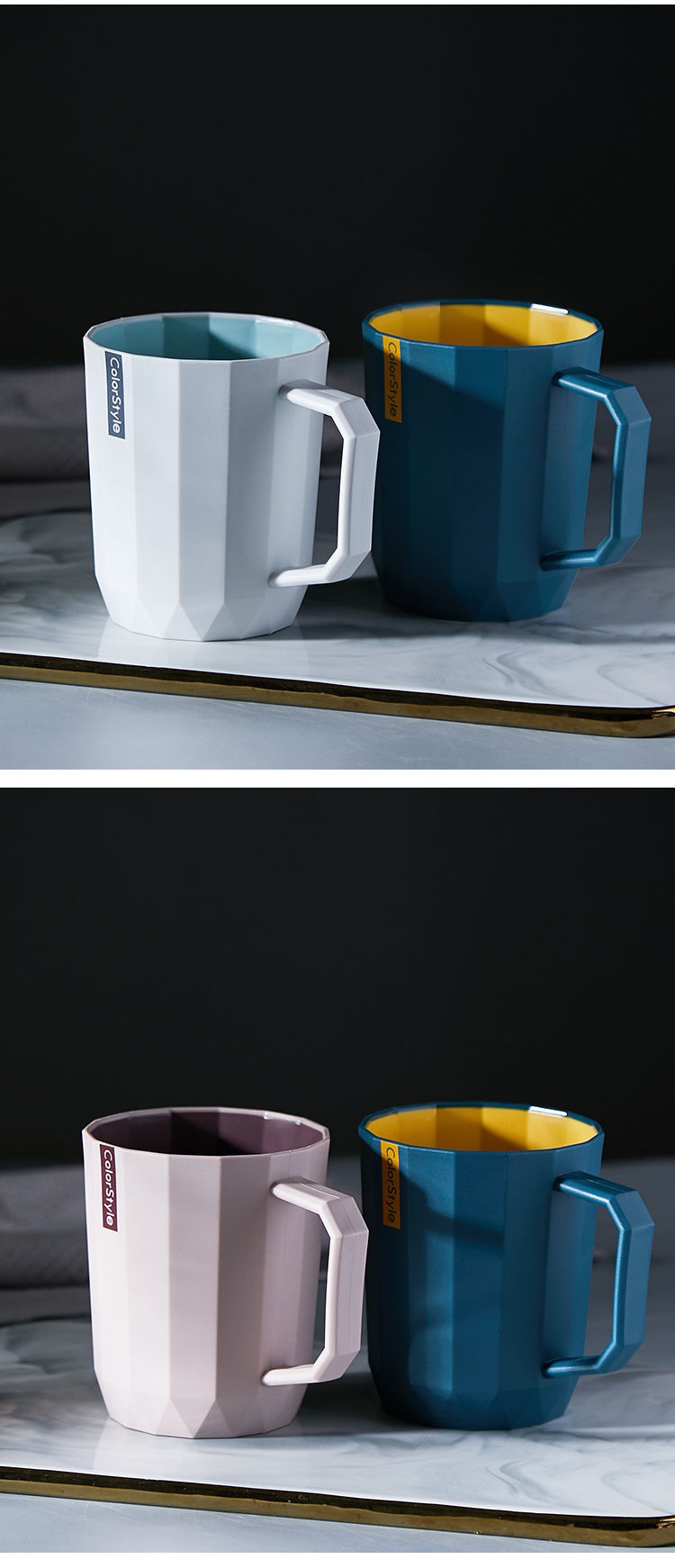 简约创意大容量水杯家用塑料漱口杯情侣