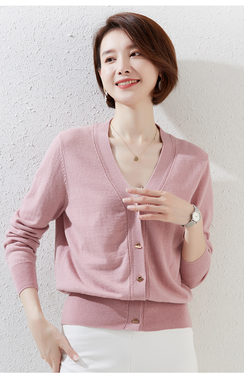 恒源祥女士羊毛衫2020新款秋冬纯羊毛针织开衫上衣百搭毛衣针织外套