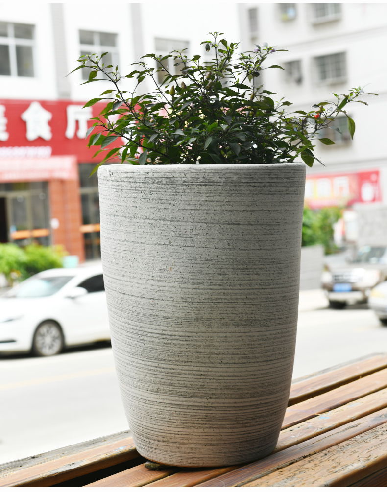 封后特大号陶瓷大口径花盆阳台室内种树落地特大号大花缸批发铅笔拉丝