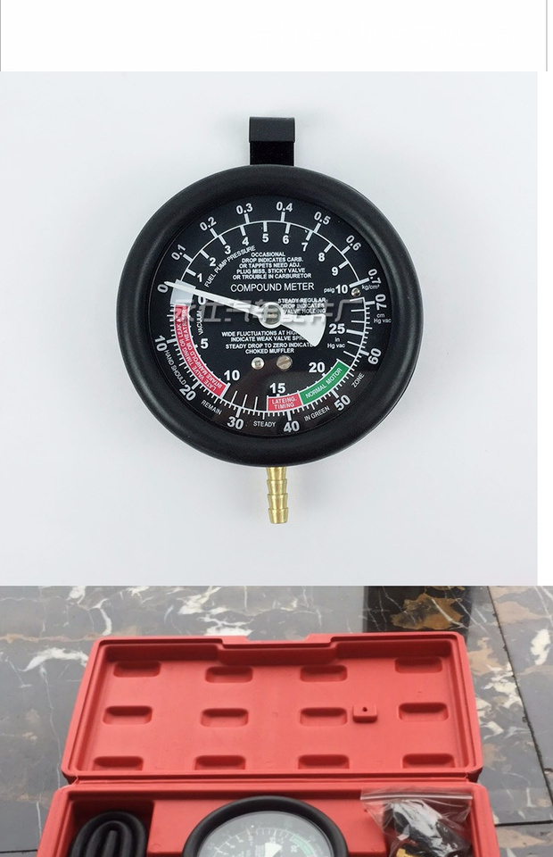 jing ping汽车真空压力表 tu-1真空压力测试仪 正负压力检测仪表 修车