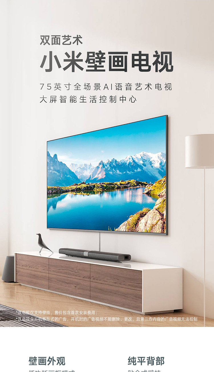 艺术电视 分体主机/回音壁 低音炮 首装免费团购_高品质小米壁画电视