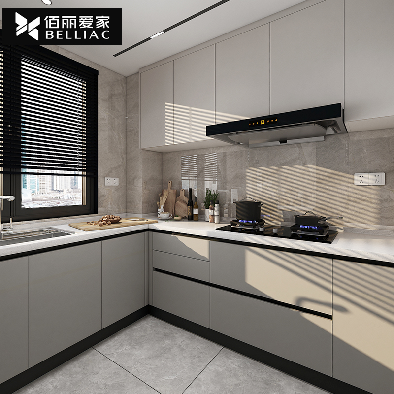 【佰丽爱家定制橱柜】 佰丽爱家全屋定制现代轻奢厨房橱柜整体设计