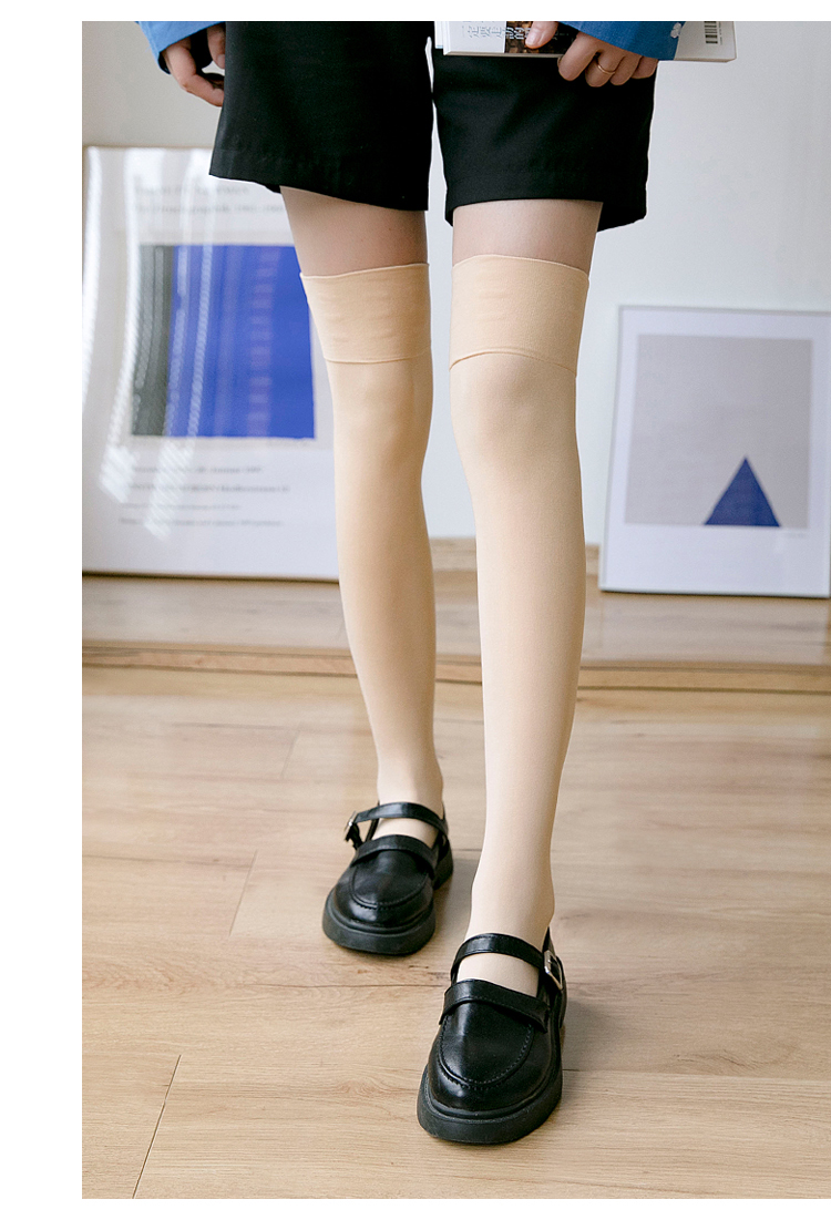 可莉允过膝袜女薄款长筒丝袜夏季日系jk袜子硅胶防滑白色黑色中高筒