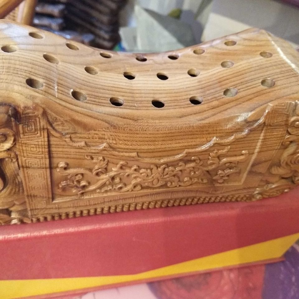 桃木枕头实木硬枕按摩护颈枕头成人单人家用原木保健枕雕刻工艺品桃木