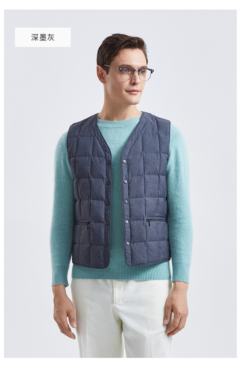 坦博尔2021年新款男士羽绒马甲轻薄修身时尚内搭纯色百搭保暖坎肩ta