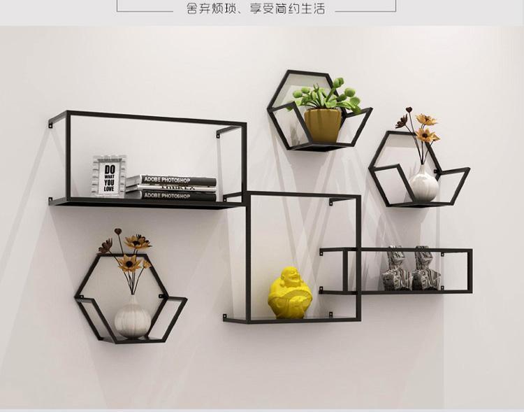 北欧铁艺客厅壁挂书架墙上置物架创意展示架电视背景墙装饰架