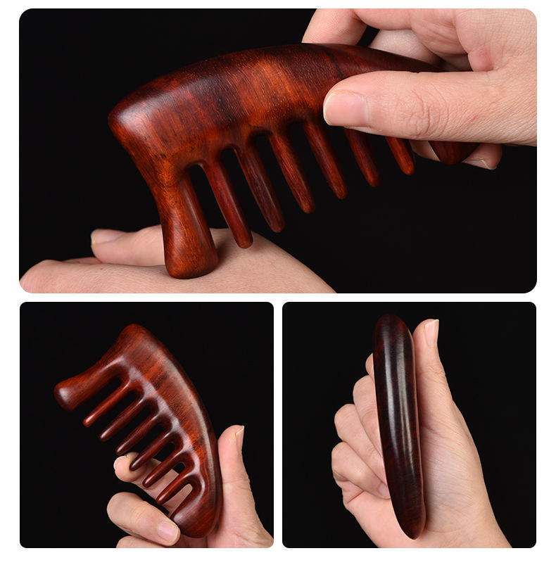 经络梳天然绿檀木梳宽齿头部按摩梳子头疗木梳防大号男女头皮脱发檀木