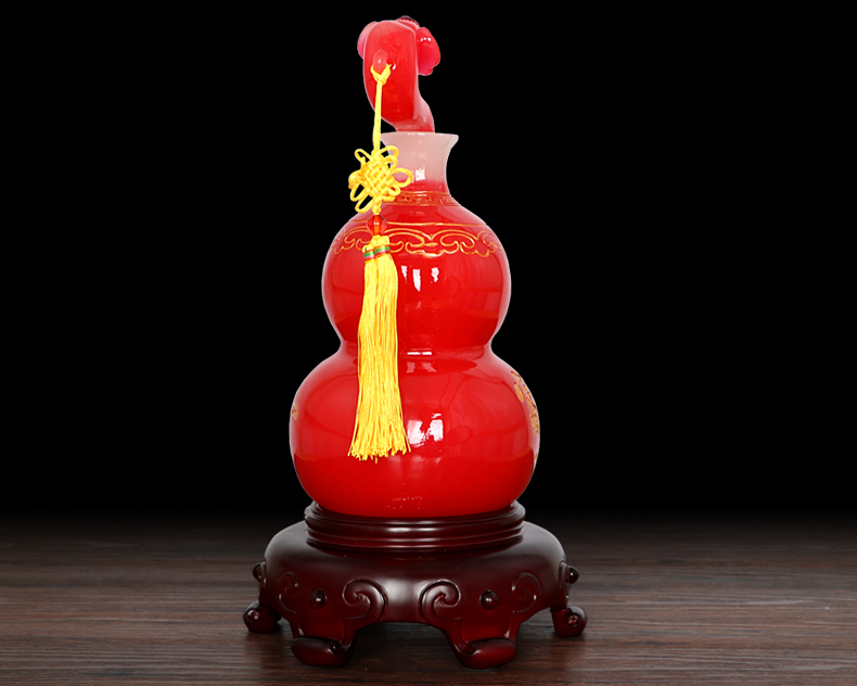 优选招财葫芦摆件一对富贵如意花瓶现代中式家居客厅电视柜办公室摆设