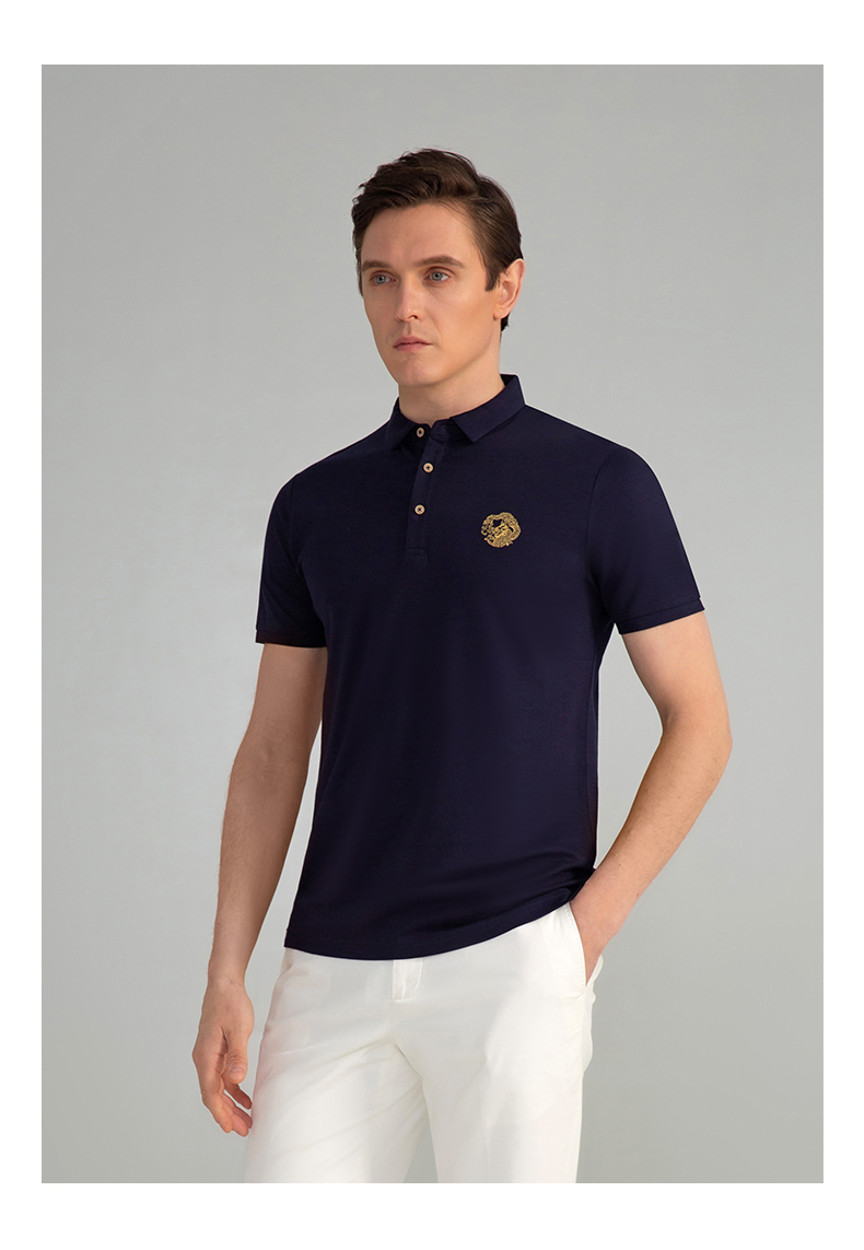 培罗蒙baromon夏季新款polo衫男短袖宽松刺绣速干透气商务美式休闲