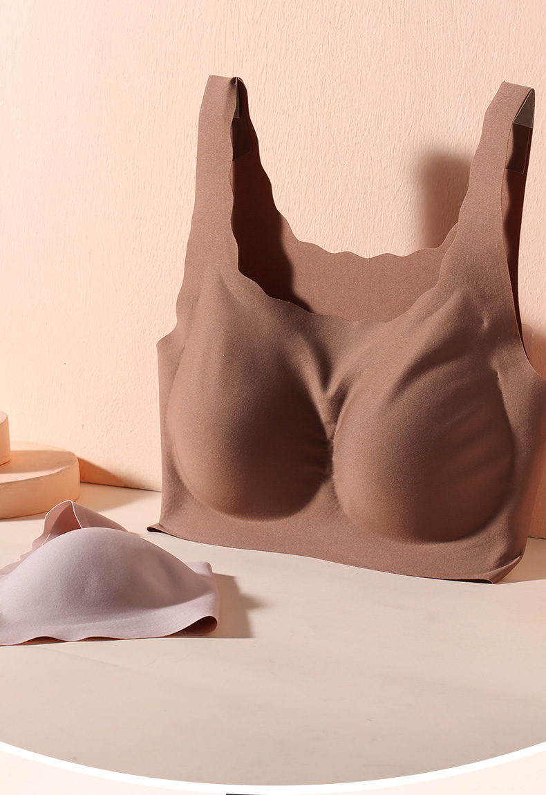 芬腾无痕美背内衣女小胸聚拢薄款运动一片背心式胸罩无钢圈文胸夏