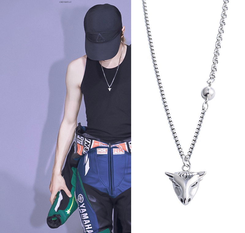 chunmi王一博同款牛头吊坠项链男潮嘻哈简约个性街头滑板配饰耶啵毛衣