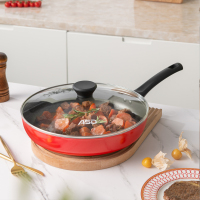 爱仕达(ASD)平底锅不粘锅牛排煎锅油炸锅家用煎蛋锅燃气电磁炉麦饭石色煎饼锅 [带盖]26CM 中号不沾平底锅