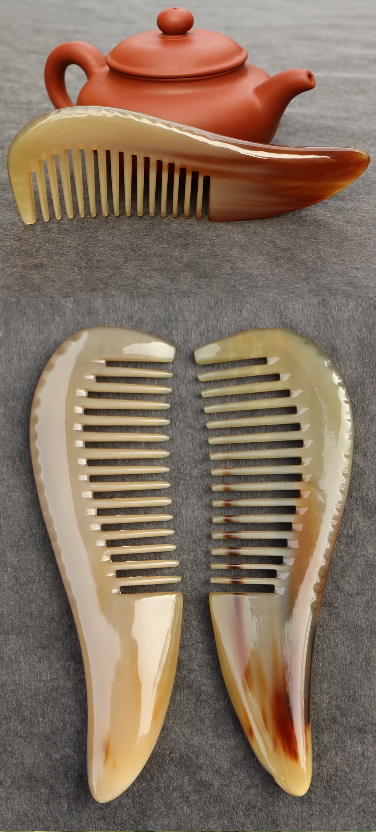 天然正宗白牦牛角梳子牛角梳子男女儿童婴儿便携按摩梳加厚你那么美14