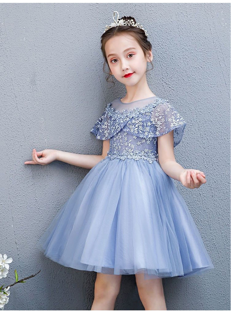 新款童装公主裙小香风女童夏装连衣裙蓬蓬纱儿童洋气裙小女孩纱裙 蔚