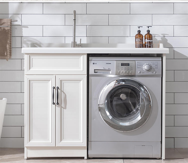 太空铝洗衣机柜石英石带搓衣板洗衣池槽阳台滚筒洗衣机伴侣柜定制