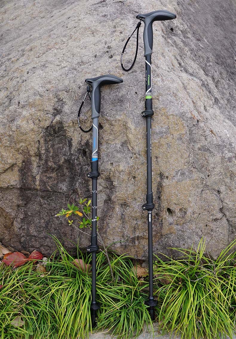 开拓者碳纤维登山杖碳素超轻外锁手杖三节杖伸缩可调节拐杖拐棍