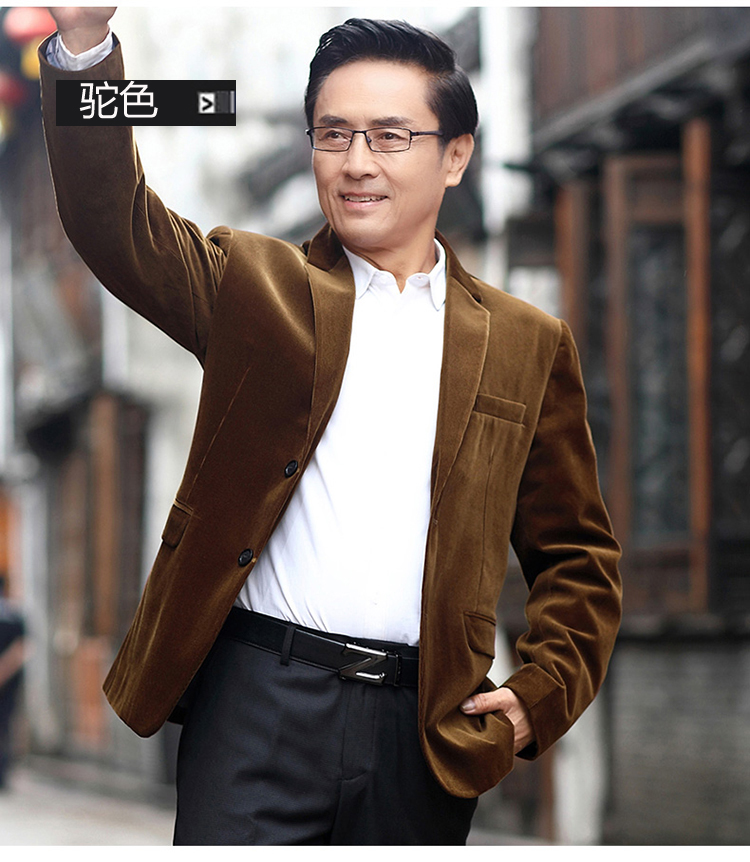 老人头2020春秋薄款休闲西装中老年人爸爸装宽松爷爷男装外套单西
