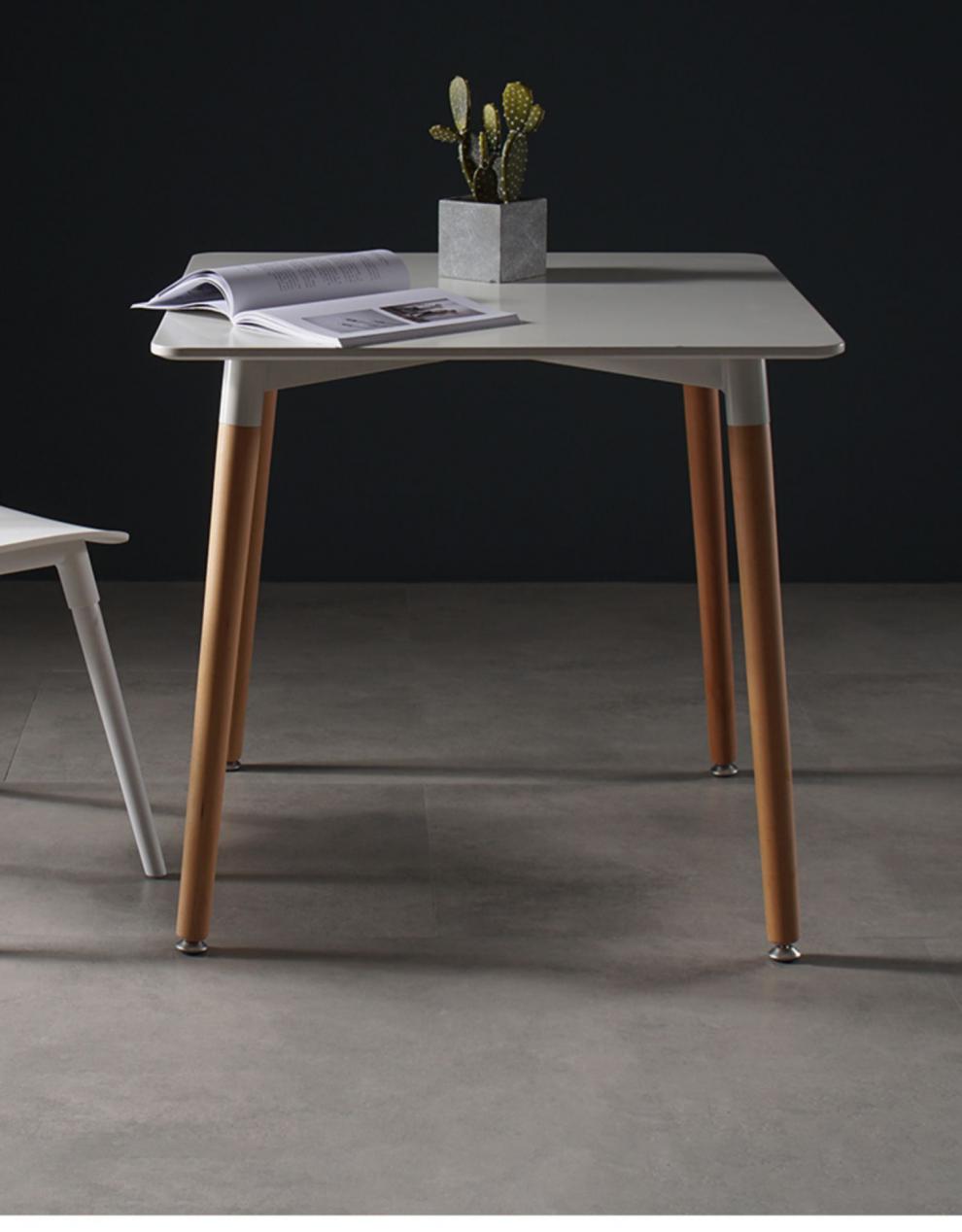 北欧伊姆斯餐桌椅长方形白色桌子现代简约接待洽谈桌休闲实木方桌安心