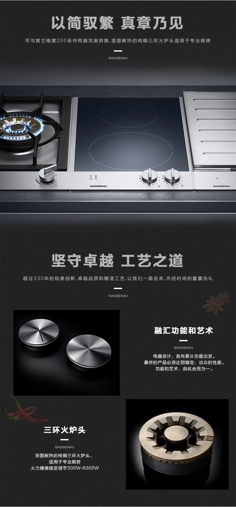 嘉格纳gaggenau嵌入式组合燃气灶200系列vg231220de