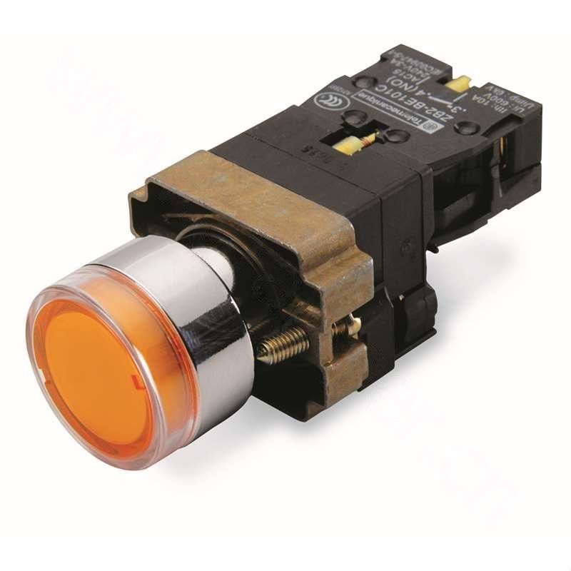 施耐德 schneider electric led 24v平头弹簧复位带灯按钮,黄色(包装