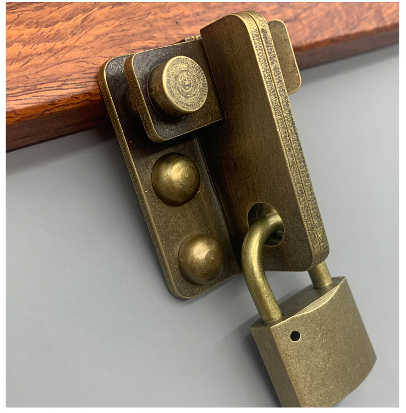 jingping中式木门锁扣搭扣老式家用推拉门锁插销纯铜门扣门栓锁鼻锁具