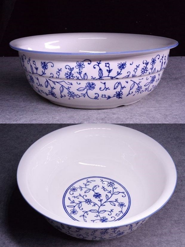 老式土陶瓷和面盆发面盆大瓷盆磁盆老式家用瓷盆和面盆手工活面盆土