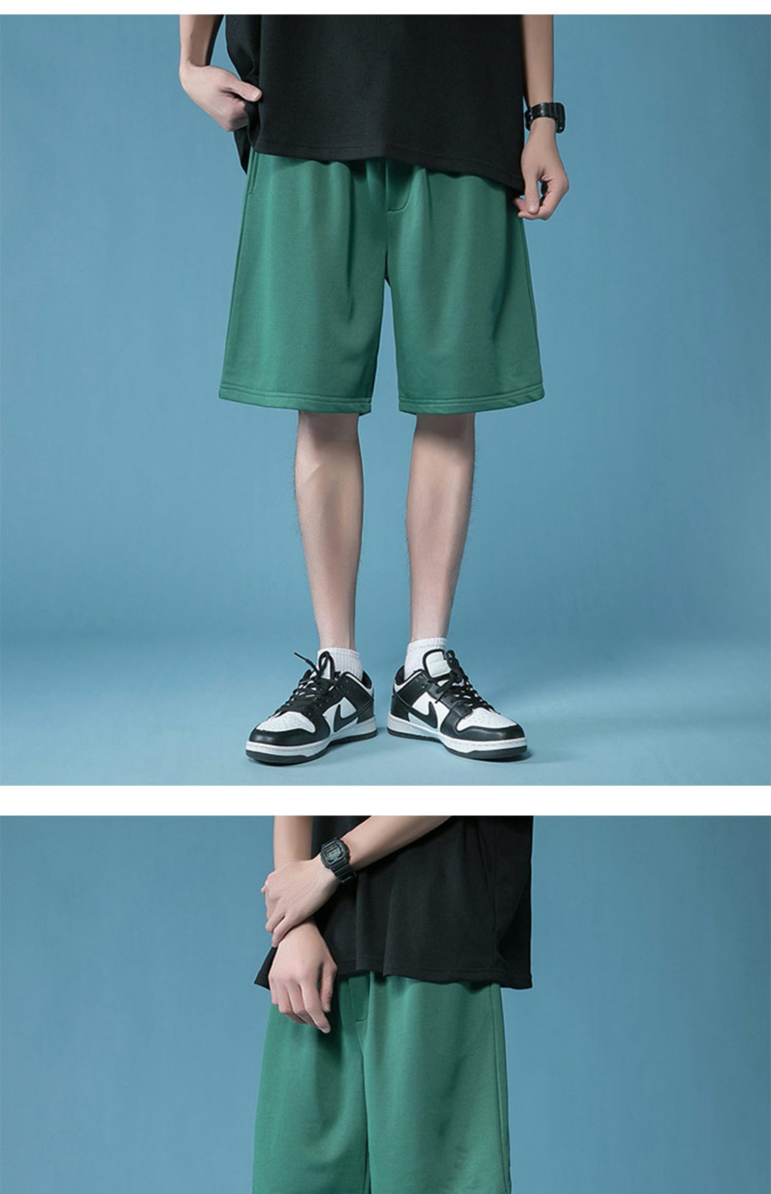 maycaur短裤男夏季潮流外穿小恐龙印花休闲裤ins港风宽松直筒运动五分