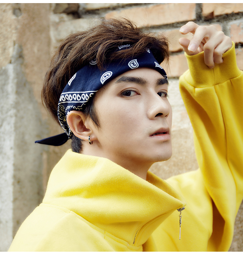 韩国街头个性头巾男发箍嘻哈洗脸束发带ins潮人头套宽边男生发饰纯棉