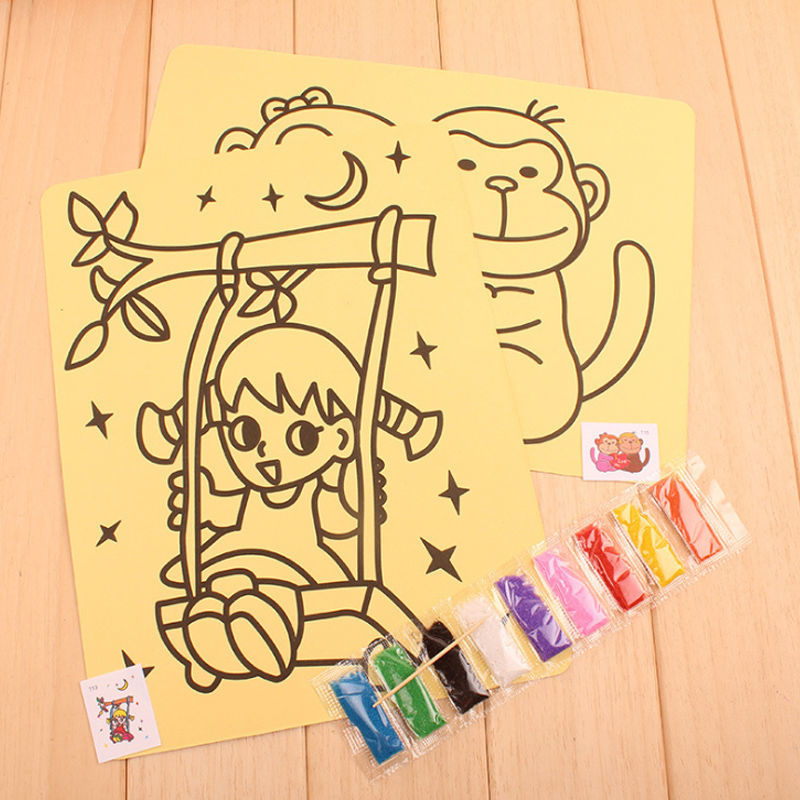 女孩宝宝手工diy制作亲子益智刮画套装玩具批发a26中号diy沙画10张