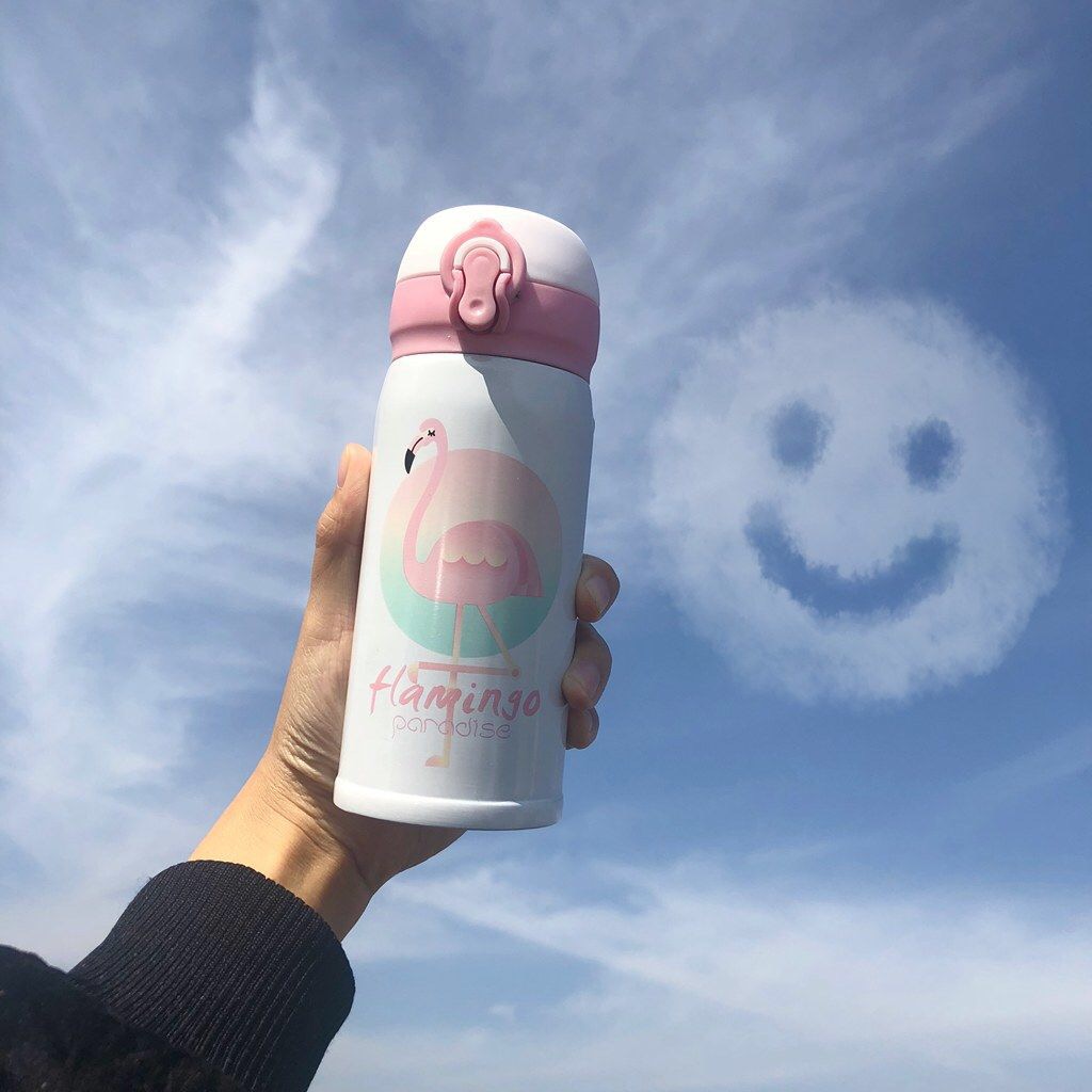 ins风韩版美少女保温杯女学生可爱简约少女便携个性不锈钢水杯子 三维