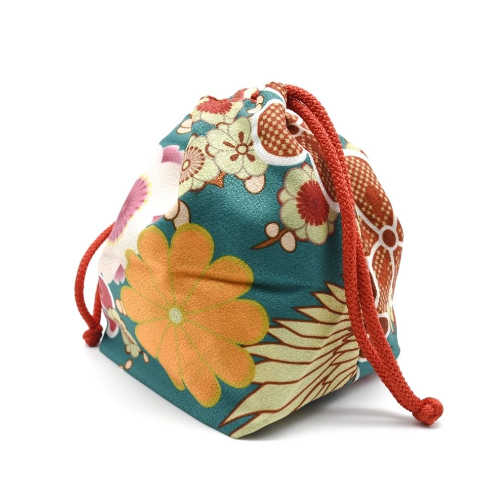 和服手袋日本和风小包手拎包布艺樱花包零钱杂物包酒红小樱花均码