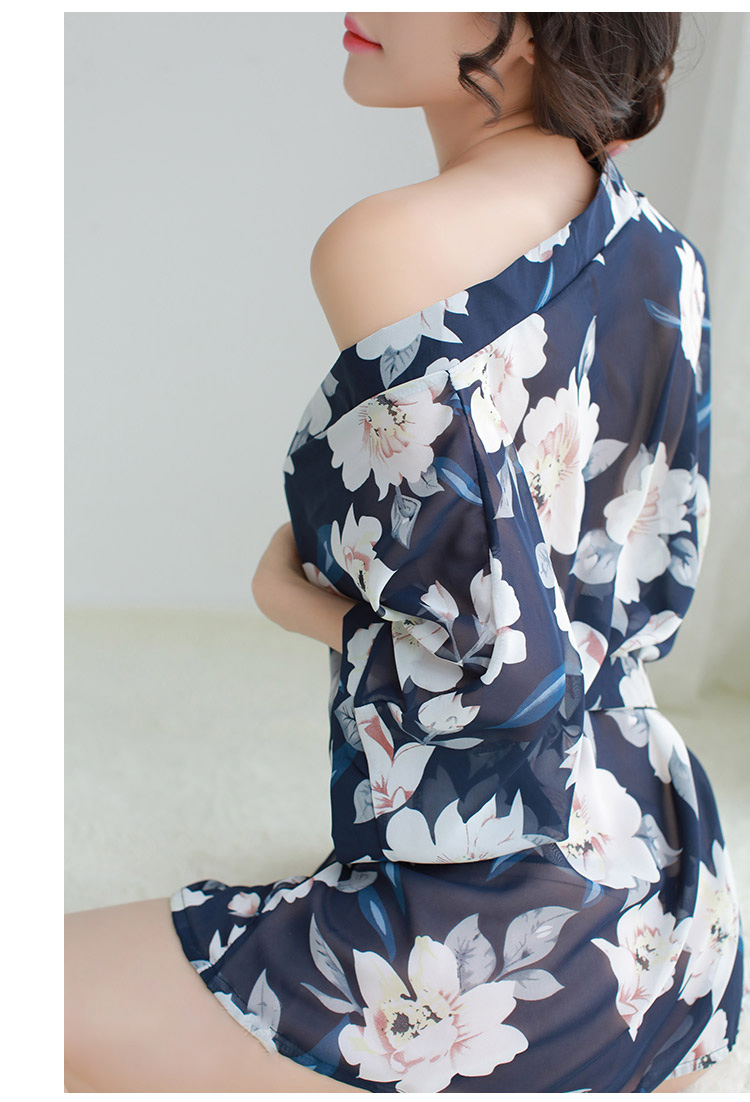 蝶然dieran情趣内衣女士性感睡衣角色扮演火辣透明碎花雪纺睡裙开档