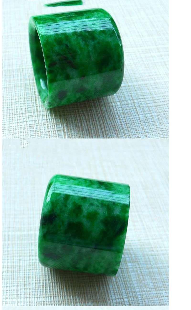 天然缅甸干青铁龙生祖母绿扳指翡翠色指环天然玉石扳指戒指环男款翡翠