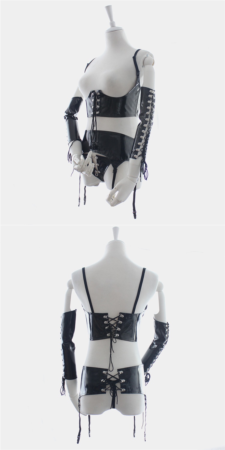 sm情趣用品男女用器具夫妻另类玩具成人调教 黑色漆皮套装(束