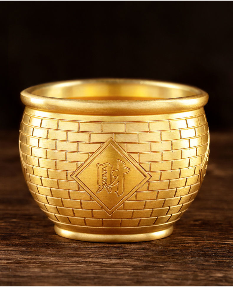 中式铜缸摆件雕刻铜缸铜聚宝盆年年有余缸如意缸鱼缸财缸只有这个是小